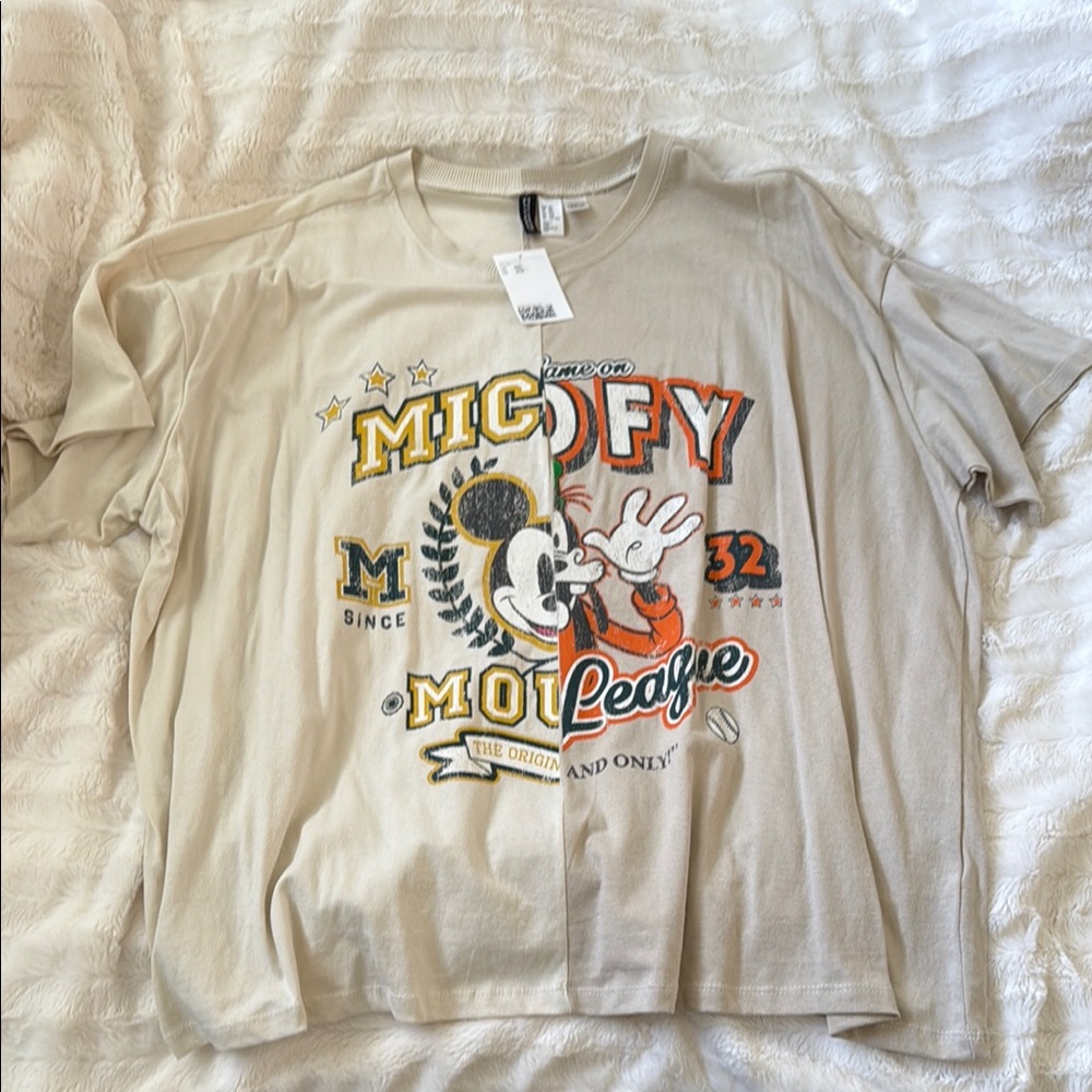 Disney Mickey Mouse Beige Short Sleeve Tee